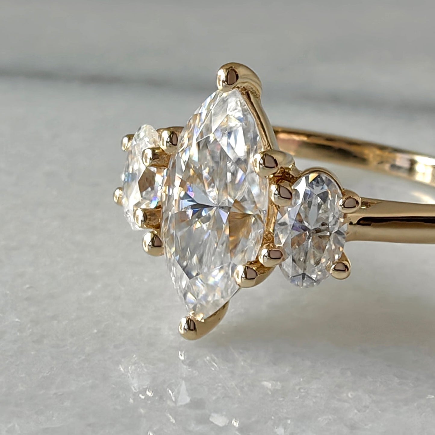 1.50 CT Marquise Moissanite Three Stone Engagement Ring