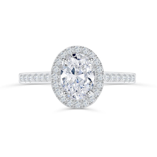 1.50 CT Oval Moissanite Halo & Pave Engagement Ring