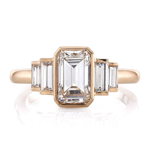 0.92ct Emerald Cut Moissanite Diamond 5 Stone Engagement Ring