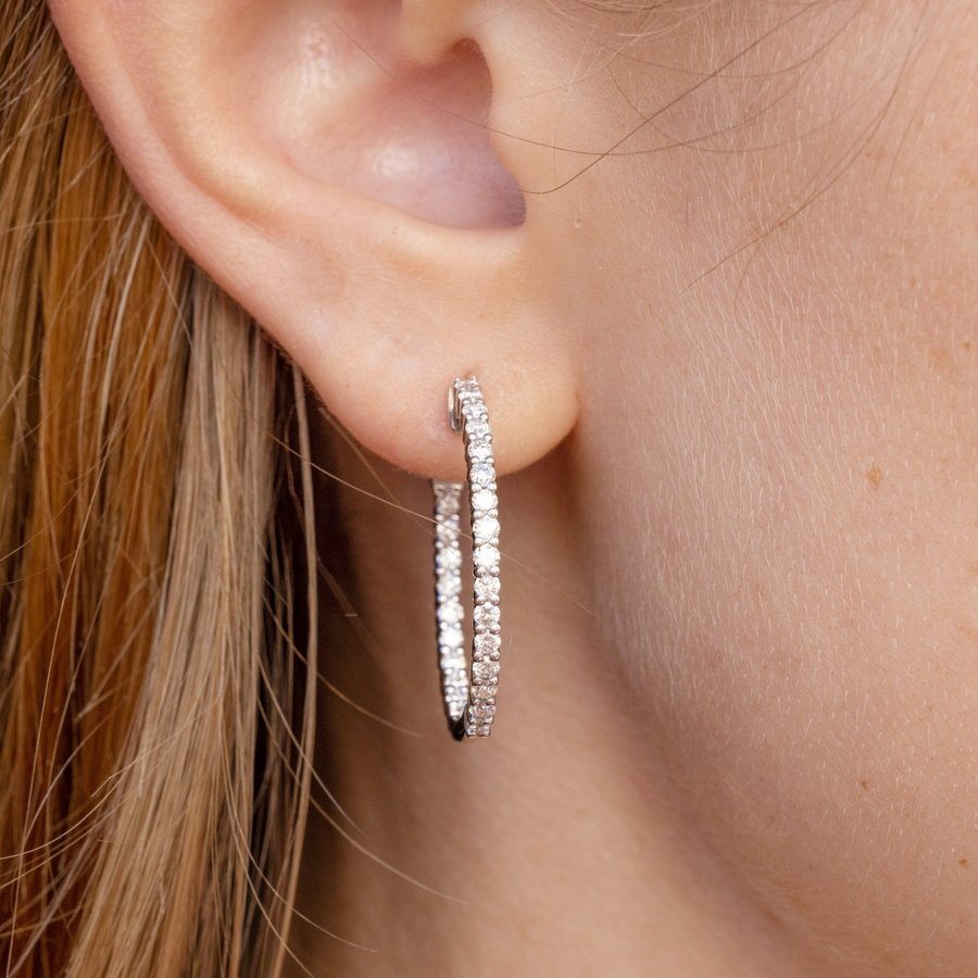 3.0TCW Round Moissanite Inside & Outside Hoops Earrings