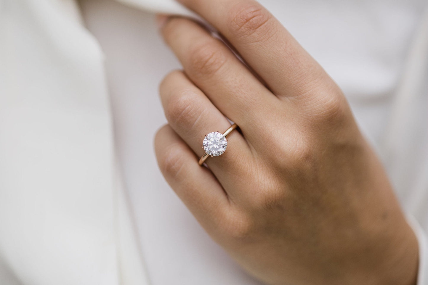 2.10 CT Round Solitaire Moissanite Engagement Ring