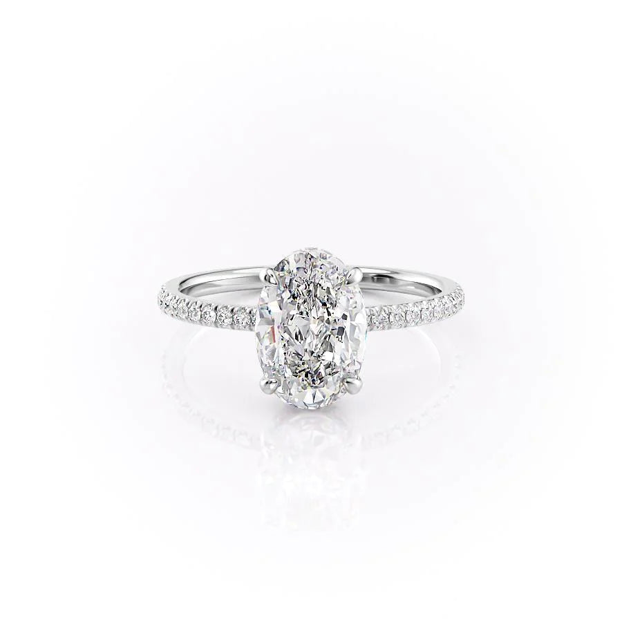 3.0 CT Oval Moissanite Hidden Halo Pave Setting Engagement Ring