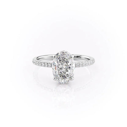 3.0 CT Oval Moissanite Hidden Halo Pave Setting Engagement Ring