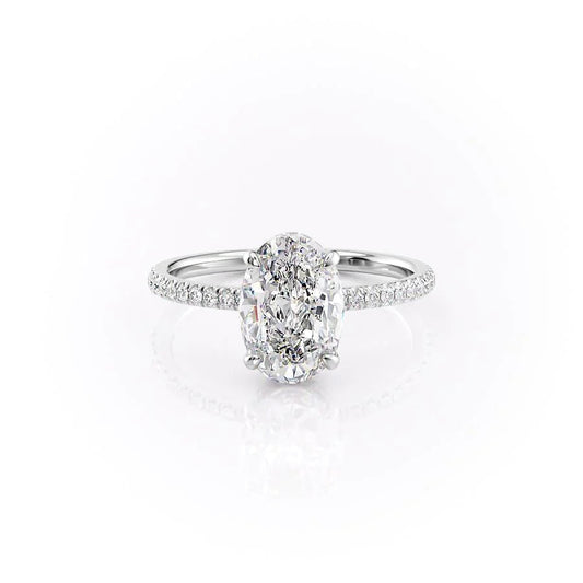 3.0 CT Oval Moissanite Hidden Halo Pave Setting Engagement Ring