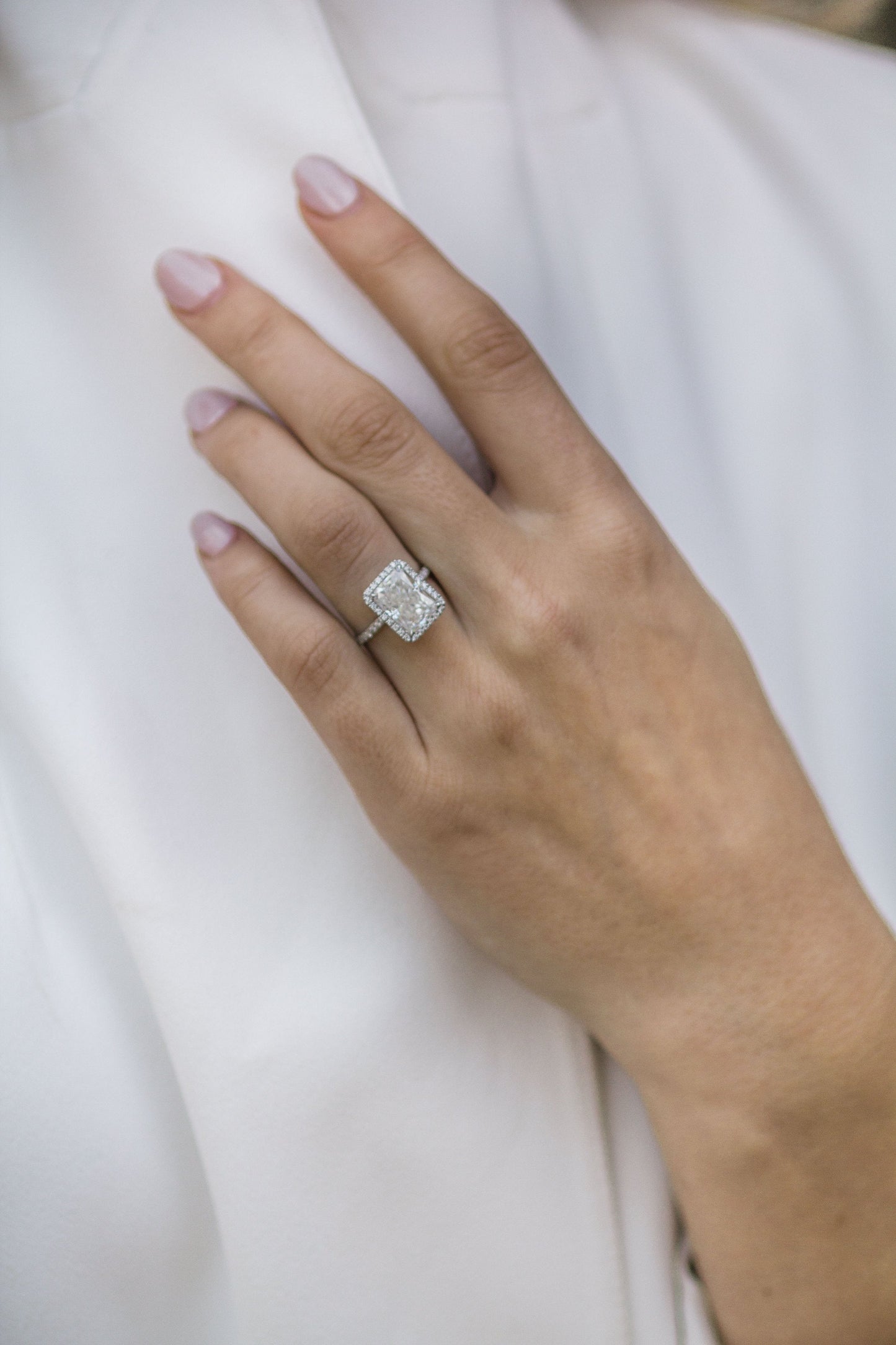 3.50CT Radiant Cut Unique Halo Diamond Moissanite Engagement Ring