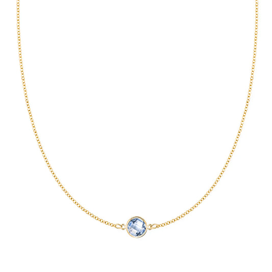 0.90CT Round Solitaire Aquamarine Moissanite March Birthstone Necklace
