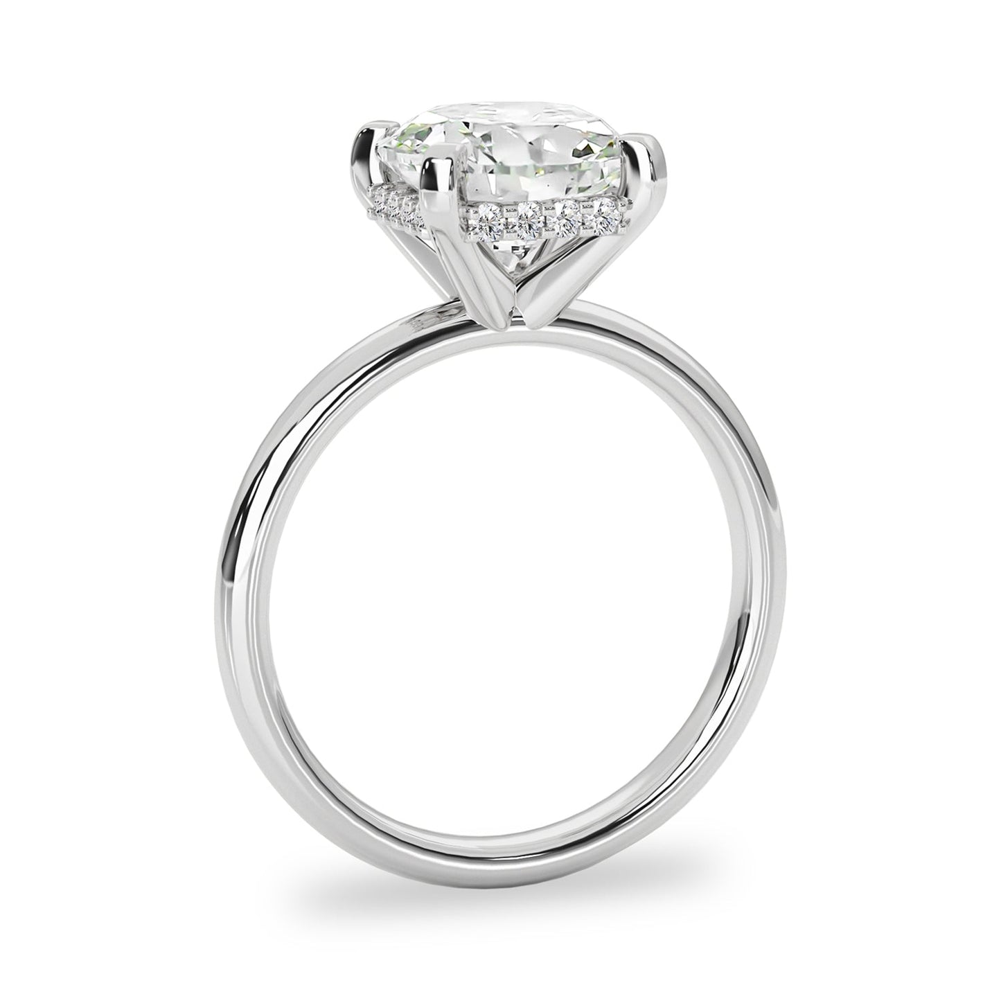 2.0 CT Cushion Moissanite Hidden Halo Engagement Ring