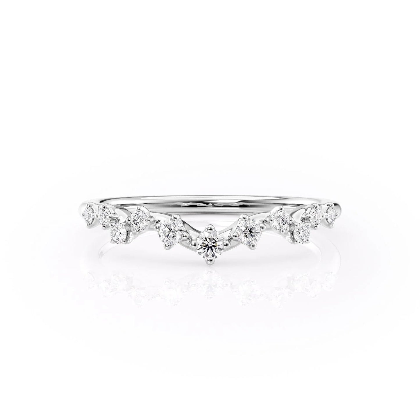 0.20 TCW Round Moissanite Curved Wedding Band