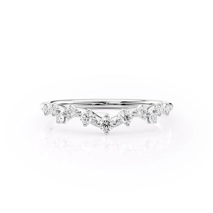 0.20 TCW Round Moissanite Curved Wedding Band