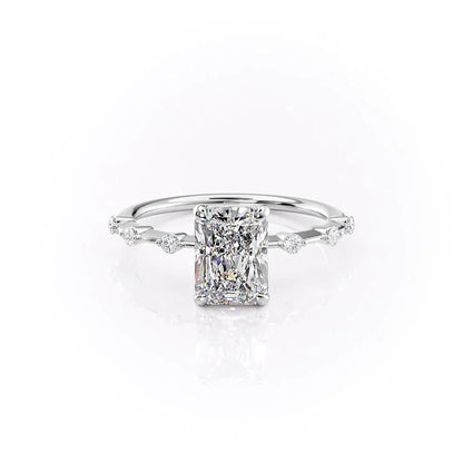 2.50 CT Radiant Moissanite Dainty Pave Setting Engagement Ring