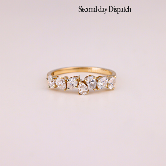 Pear & Oval Cut Half Eternity Moissanite Wedding Band - Ready to Ship