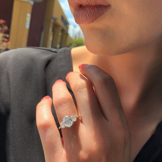 1.91CT Oval Cut Three Stone Moissanite Diamond Engagement Ring For Her