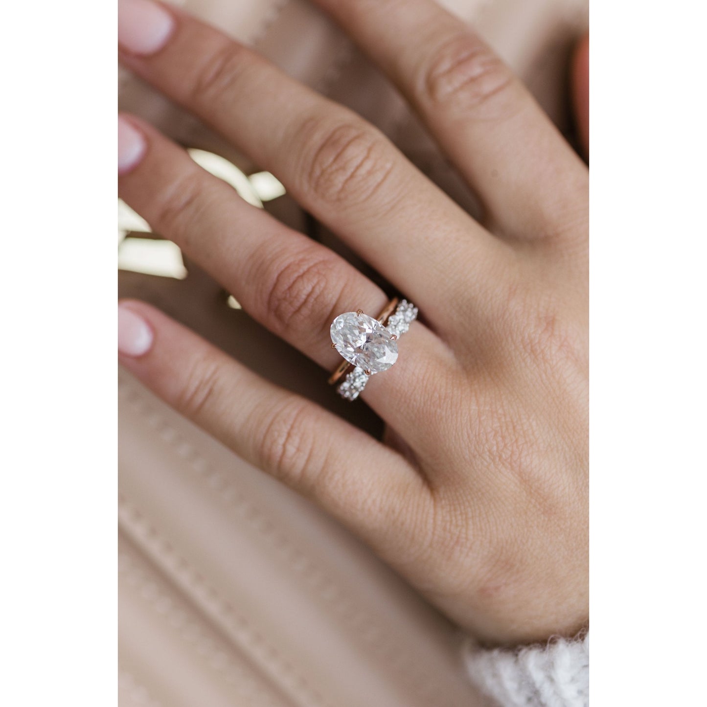 4.0 CT Elongated Oval Cut Moissanite Engagement Ring