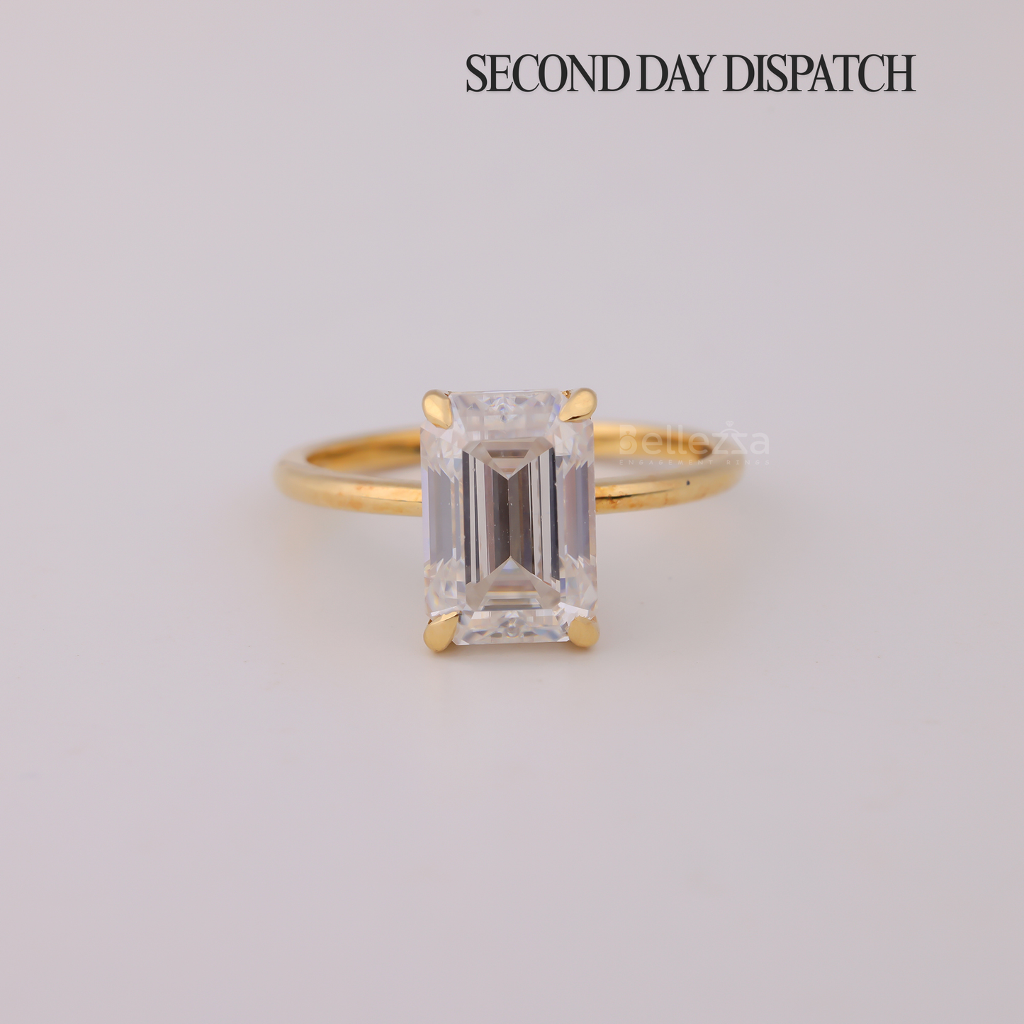 2.25CT Emerald Cut Hidden Halo Moissanite Engagement Ring - Ready to Ship