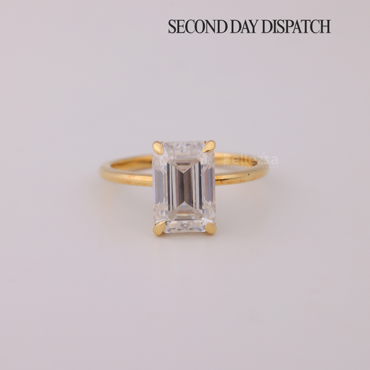 2.25CT Emerald Cut Hidden Halo Moissanite Engagement Ring - Ready to Ship