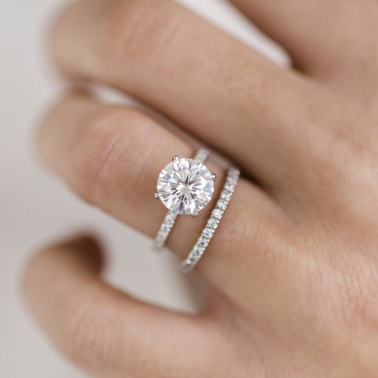 2.50CT Round Cut Hidden Halo Moissanite Diamond Engagement Ring