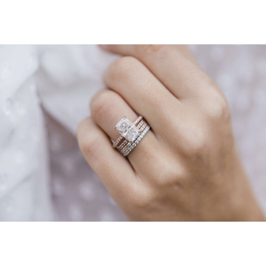 3.55 CT Radiant cut Hidden halo Moissanite Engagement Ring