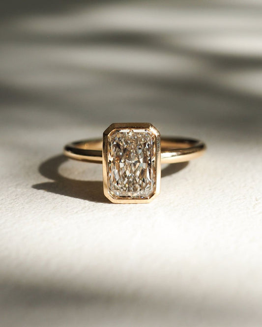 1.5 CT Radiant Moissanite Bezel Engagement Ring