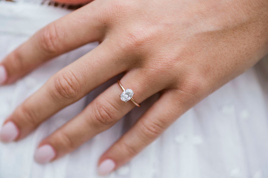 1.33 CT Oval cut Hidden Halo Moissanite Engagement Ring