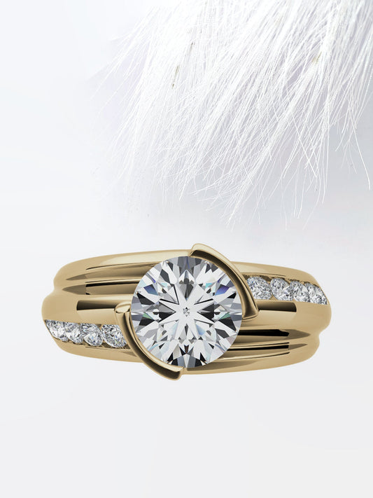 Round Cut Channel Moissanite Men's Diamond Wedding Band