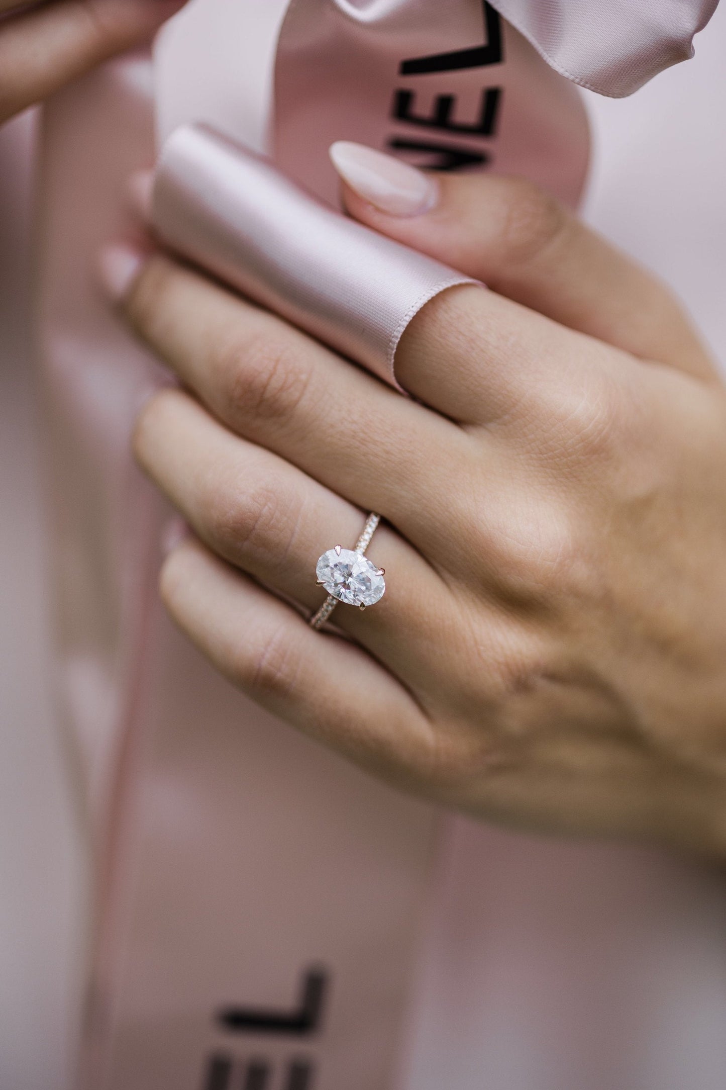 3 CT Oval cut Hidden halo Moissanite Engagement Ring