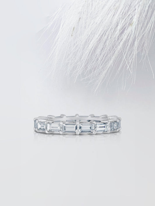 Baguette Cut Eternity Diamond Wedding Band For Women