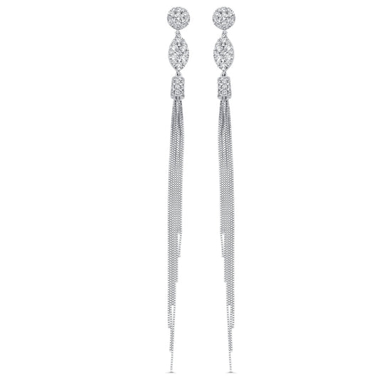 1.12 TCW Round Moissanite Diamond Tassel Earrings