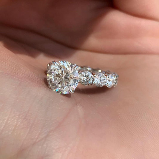 1.40CT Round Cut Moissanite Unique Engagement Ring