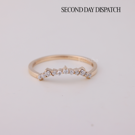 Round Brilliant Diamond Curved Wedding Band - Ready to Ship