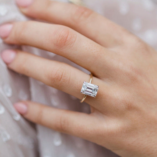 2.60CT Emerald Cut Moissanite Solitaire Engagement Ring