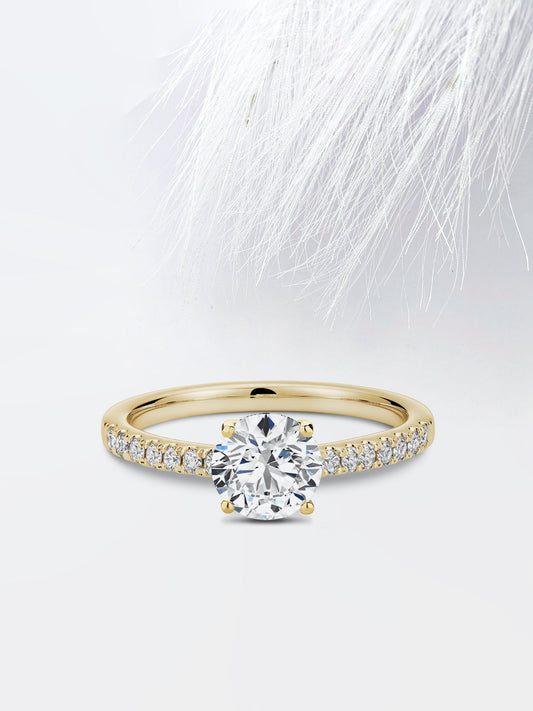 0.75CT Round Cut Pave Moissanite Diamond Engagement Ring For Women