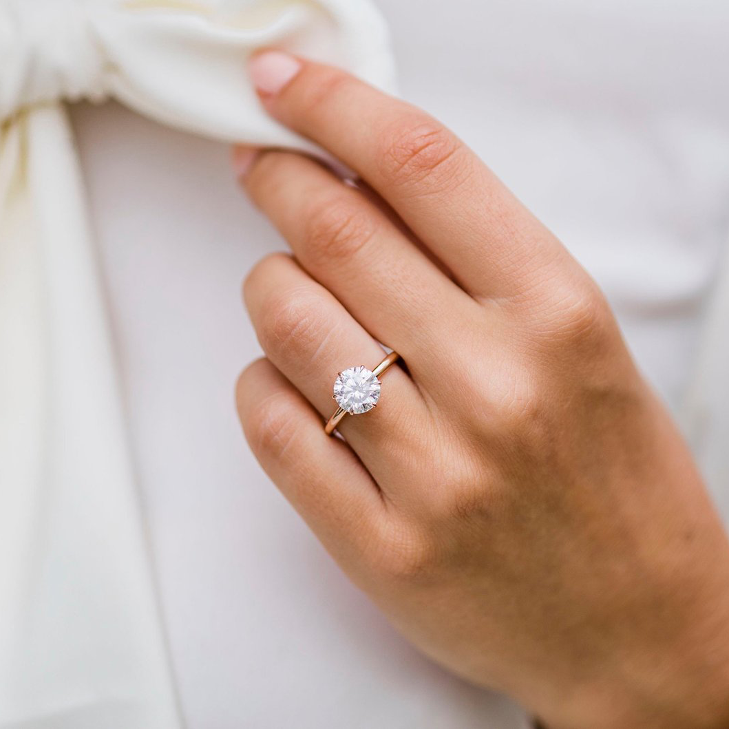 2.0CT-3.0CT Round Cut Six Prong Moissanite Solitaire Engagement Ring