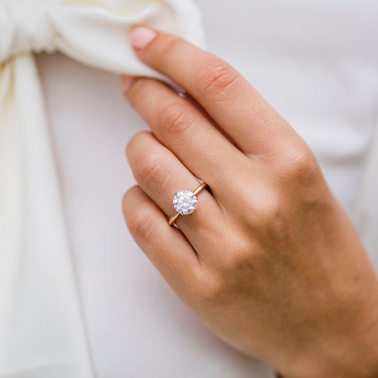 2.0CT-3.0CT Round Cut Six Prong Moissanite Solitaire Engagement Ring