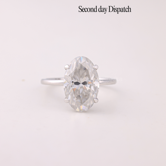 5.50CT Oval Cut Moissanite Hidden Halo Engagement Ring - Ready to ship