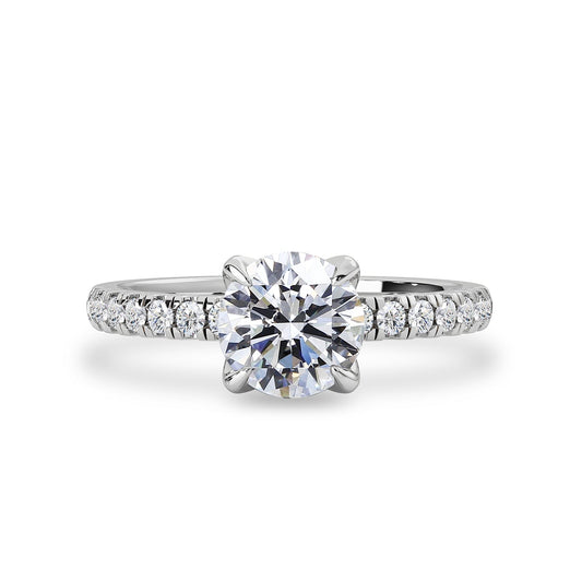 1.0 CT Round Moissanite Pave Setting Engagement Ring