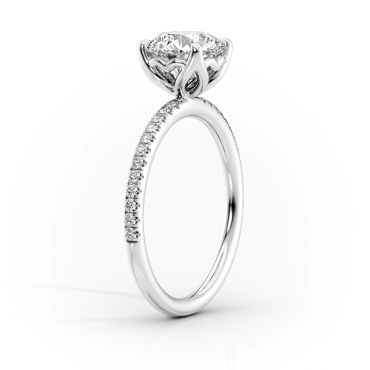 2.0 CT Radiant Moissanite Pave Setting Engagement Ring