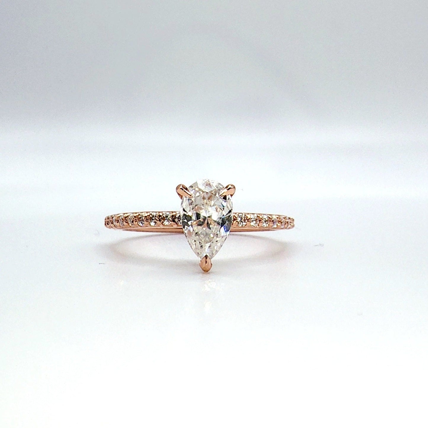 1.0 CT Pear Moissanite Pave Moissanite Engagement Ring
