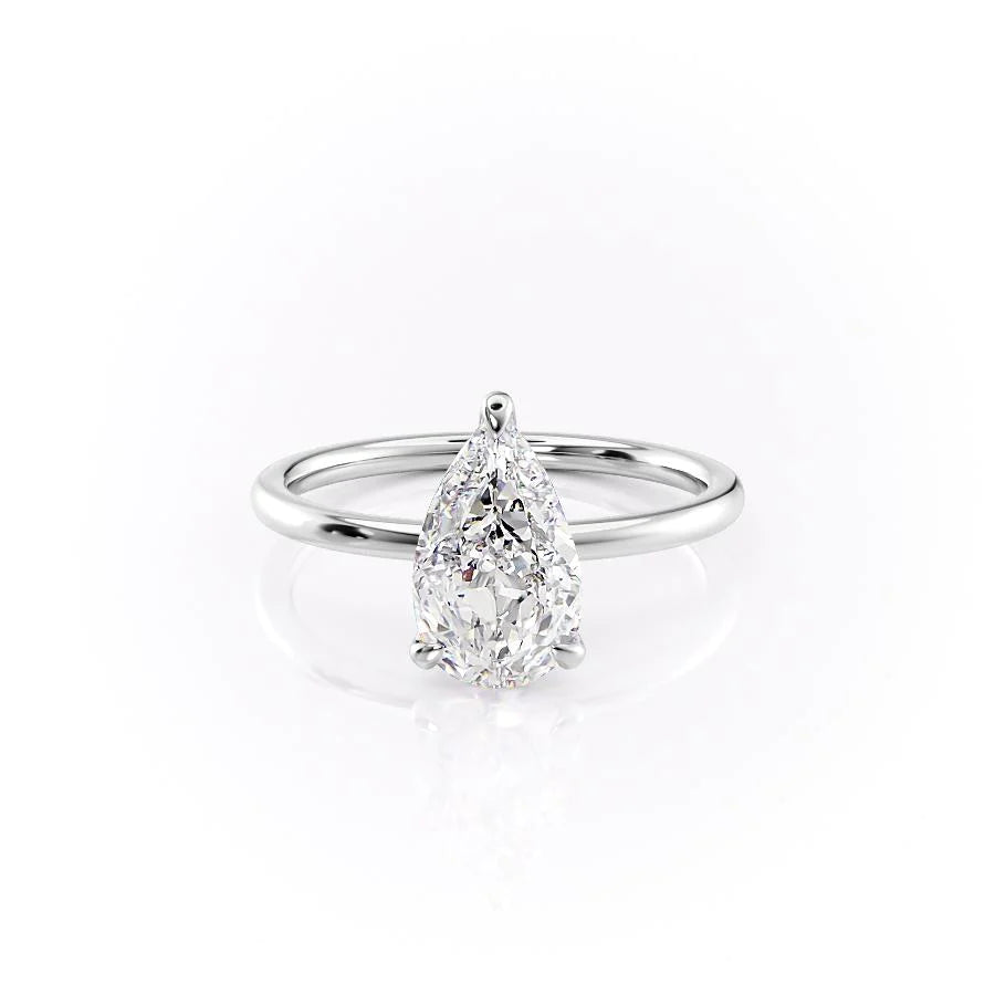 3.0 CT Pear Moissanite Hidden Halo Engagement Ring