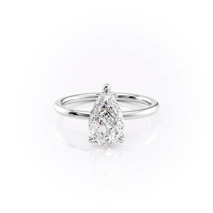 3.0 CT Pear Moissanite Hidden Halo Engagement Ring