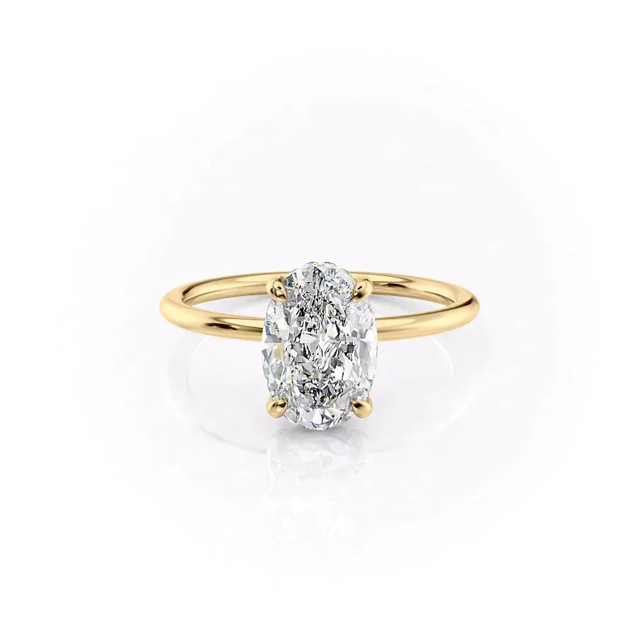 2.0CT Oval Cut Moissanite Hidden Halo Engagement Ring - Ready to ship