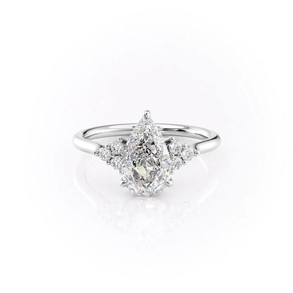 3.0 CT Pear Moissanite Cluster Engagement Ring