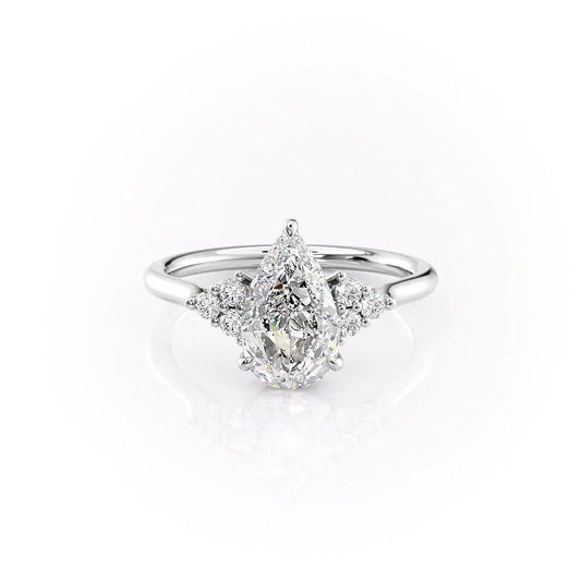 3.0 CT Pear Moissanite Cluster Engagement Ring