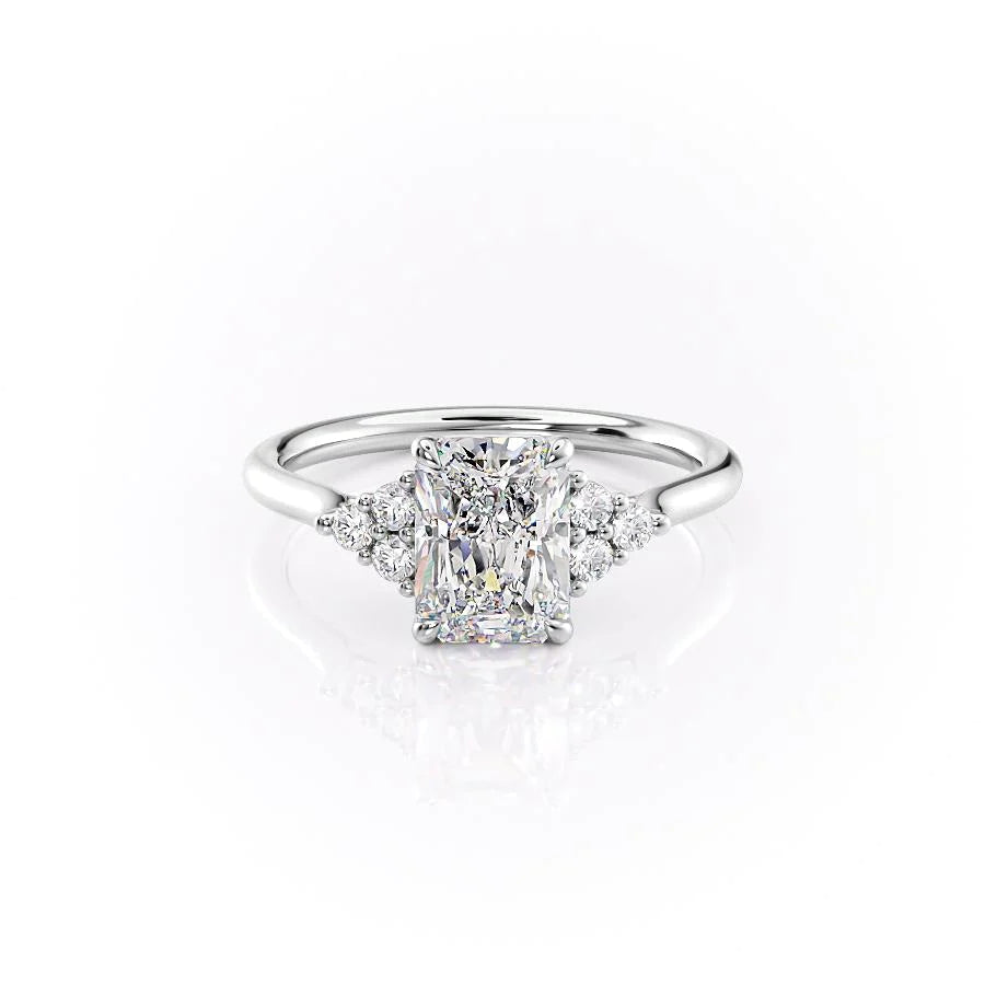 2.0 CT Radiant Moissanite Cluster Engagement Ring