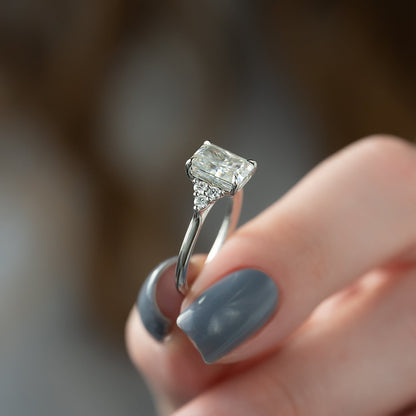 2.0 CT Radiant Moissanite Cluster Engagement Ring