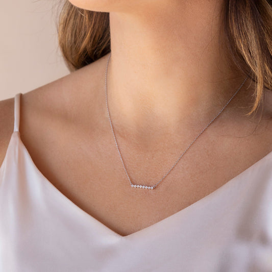 0.24 CT Round Moissanite Diamond Bar Style Necklace