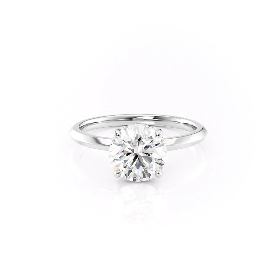 3.0 CT Round Moissanite Hidden Halo Engagement Ring