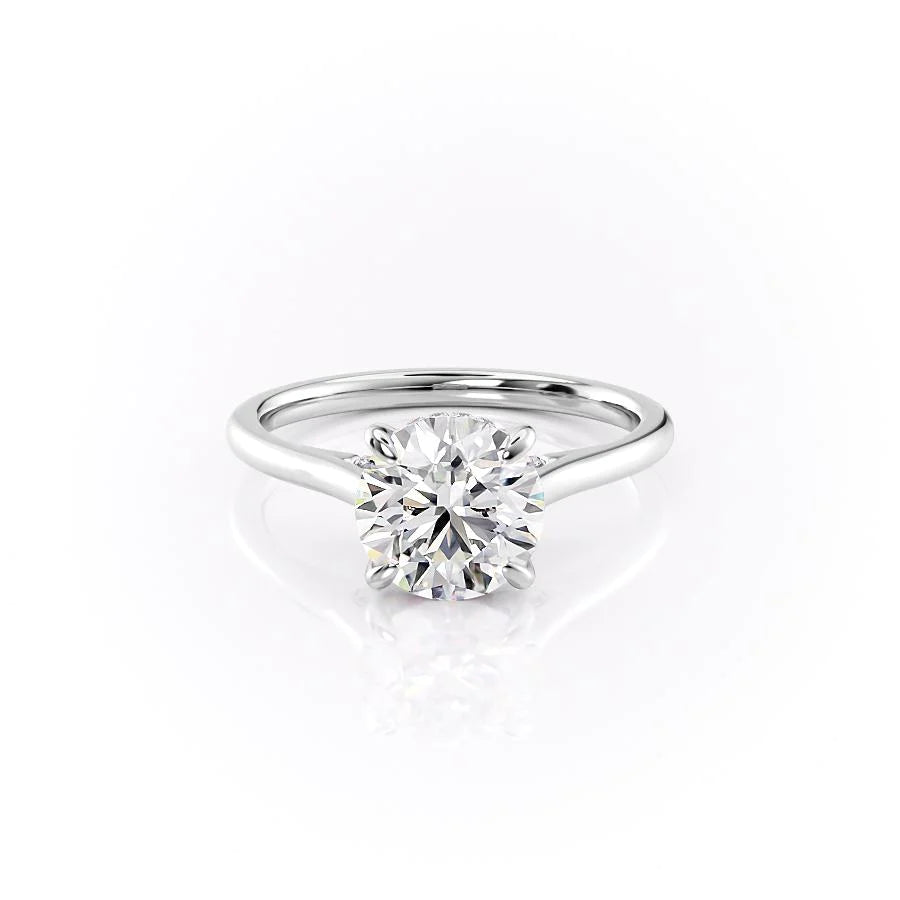 1.50 CT Round Moissanite Hidden Halo Engagement Ring