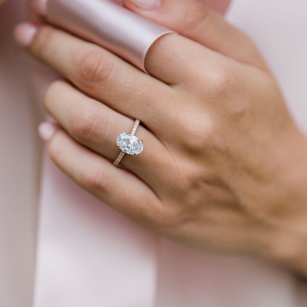 3 CT Oval cut Hidden halo Moissanite Engagement Ring