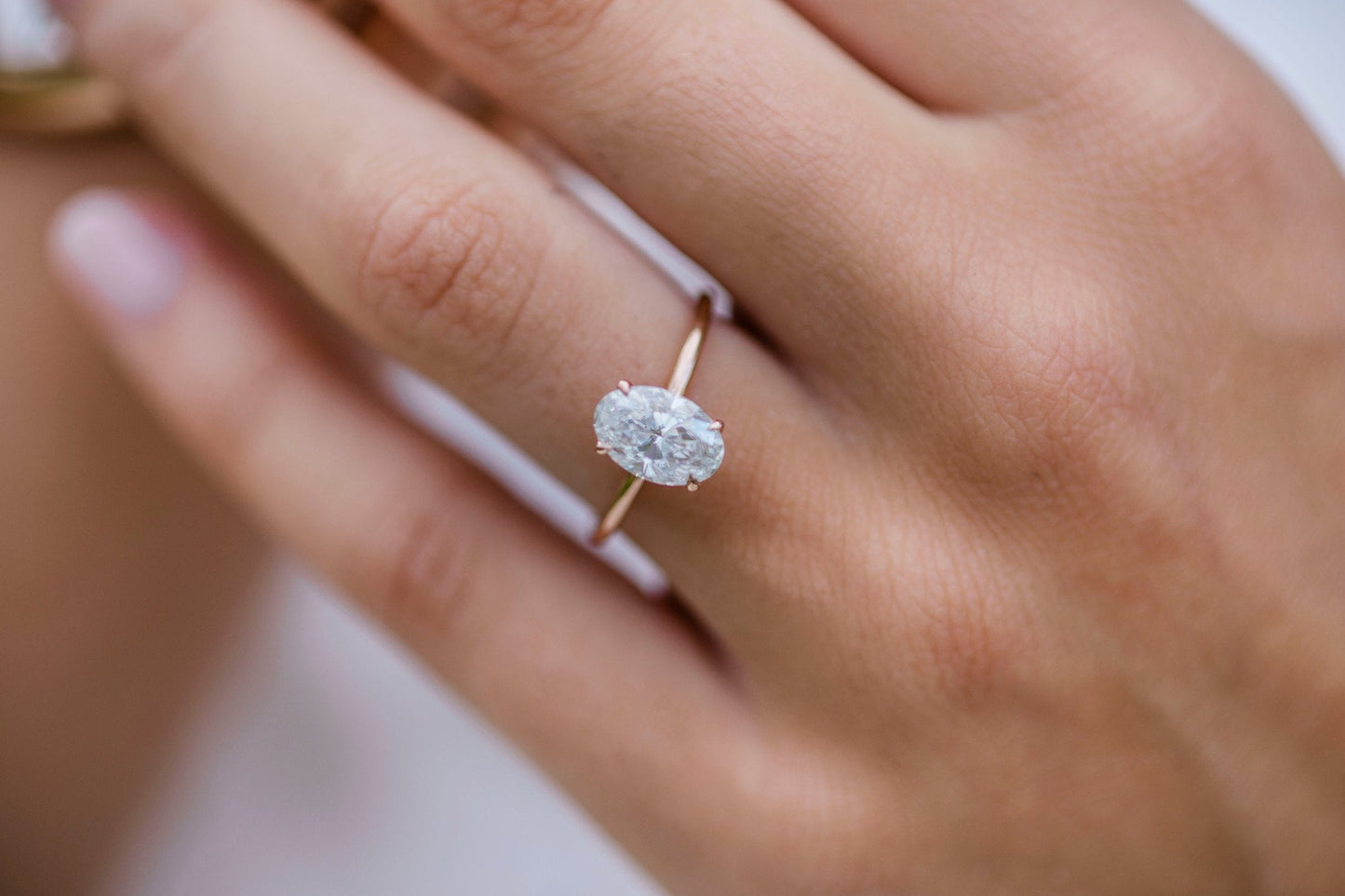 1.85 CT Oval Cut Moissanite Solitaire Engagement Ring