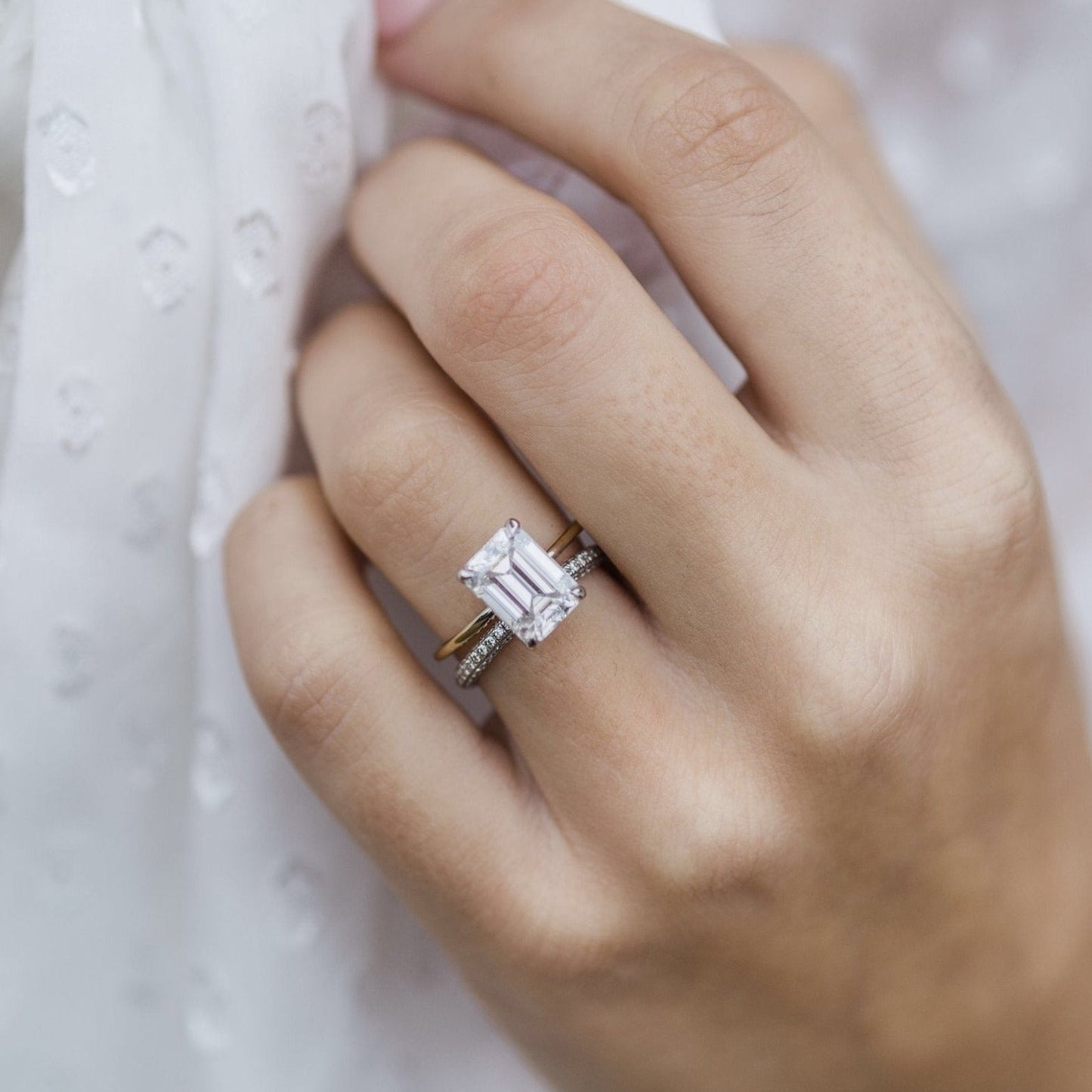 2.60CT Emerald Cut Moissanite Solitaire Engagement Ring